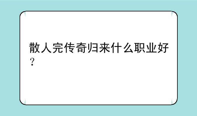 散人完传奇归来什么职业好？