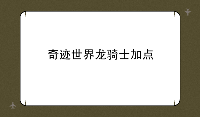 奇迹世界龙骑士加点