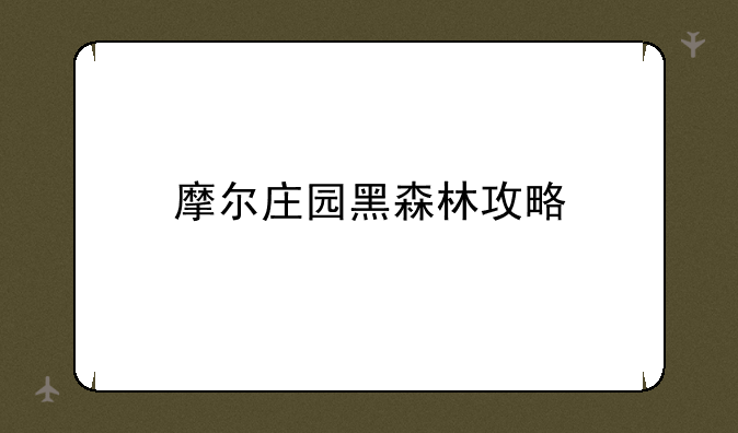 摩尔庄园黑森林攻略