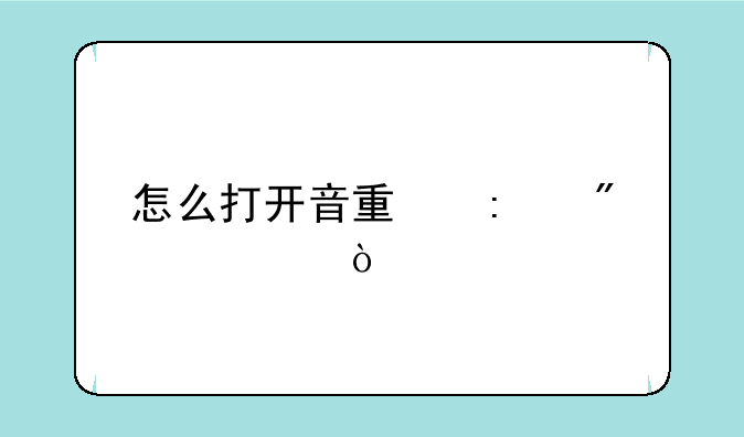 怎么打开音量控制中心？