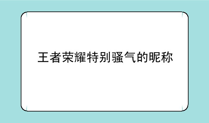 王者荣耀特别骚气的昵称
