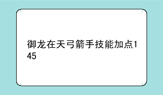 御龙在天弓箭手技能加点145