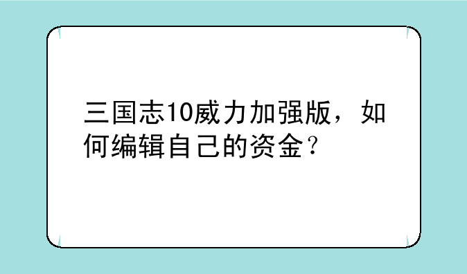 三国志10威力加强版，如何编辑自己的资金？