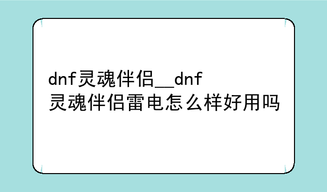 dnf灵魂伴侣__dnf灵魂伴侣雷电怎么样好用吗