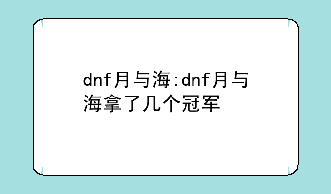dnf月与海:dnf月与海拿了几个冠军