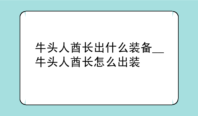牛头人酋长出什么装备__牛头人酋长怎么出装