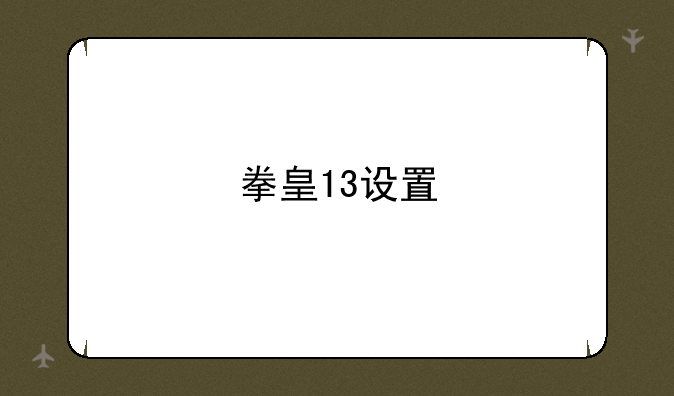 拳皇13设置