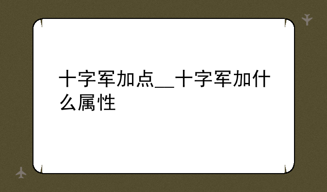 十字军加点__十字军加什么属性